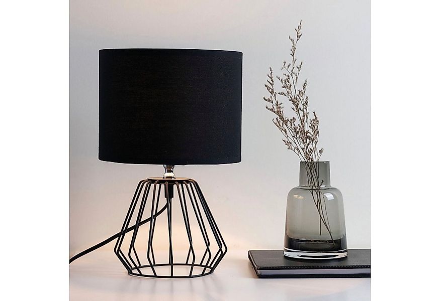 Pauleen Tischleuchte Shiny Diamond max20W 230V Stoffschirm, Schwarz, Draht, günstig online kaufen