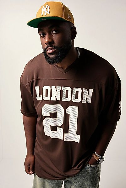 STHUGE T-Shirt T-Shirt Halbarm oversized Mesh Football-Print günstig online kaufen