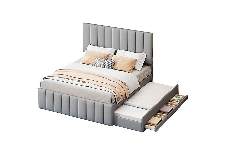 Flieks Polsterbett, Doppelbett 140x200cm mit 3 Schubladen und Ausziehbett 9 günstig online kaufen