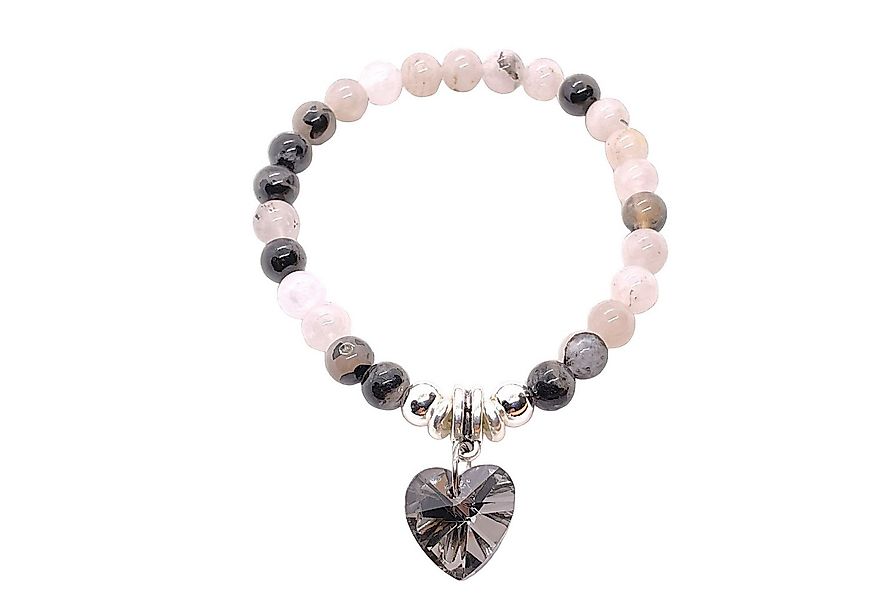 Steinfixx® Perlenarmband Turmalinquarz 6mm mit Glitzerherz 925 Silberperlen günstig online kaufen