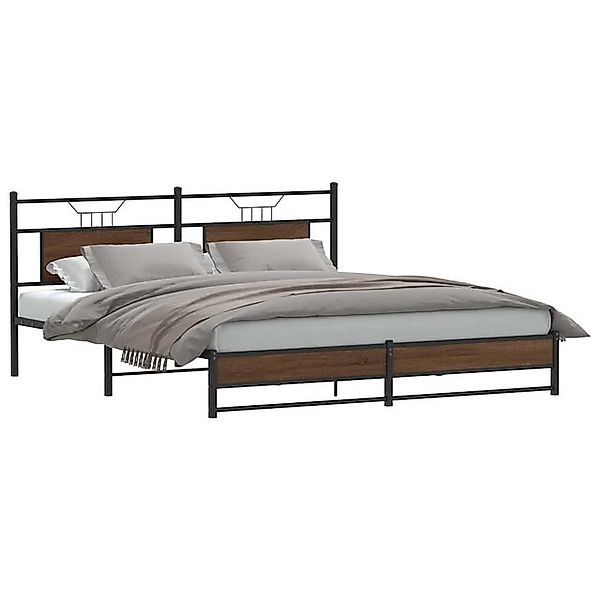 vidaXL Bett Metallbett ohne Matratze Braun Eichen-Optik 183x213 cm günstig online kaufen
