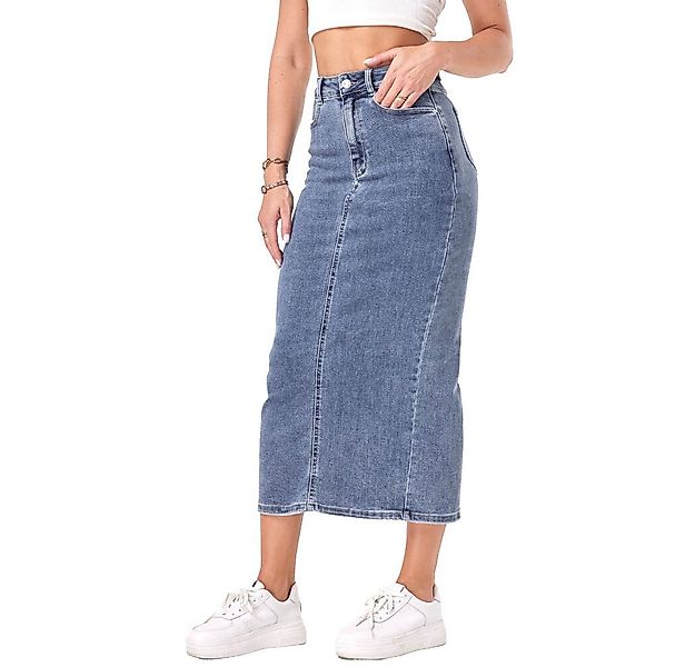 Ital-Design Jeansrock Stylischer Midi-Jeansrock mit hohem Bund für Damen (9 günstig online kaufen