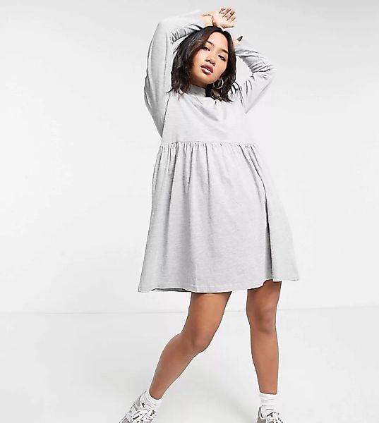 Brave Soul Petite – Lizzie – Hochgeschlossenes Hängerkleid in Grau günstig online kaufen