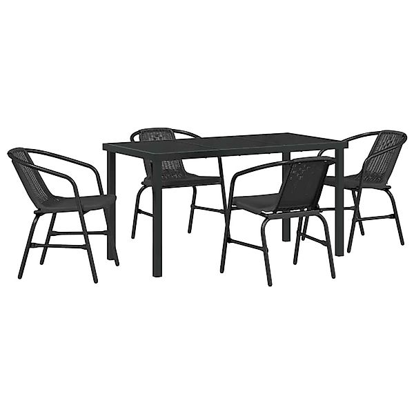 vidaXL Garten Essgruppe 5-Tlg Schwarz Poly Rattan 3379382 günstig online kaufen