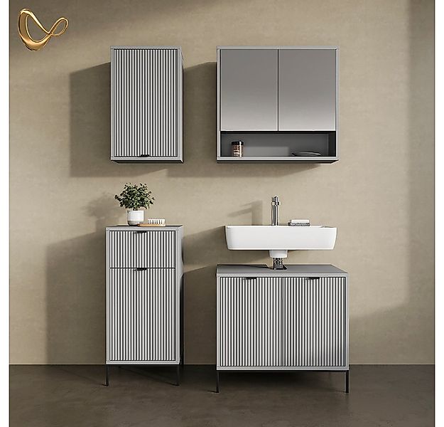 Livinity® Hängeschrank ATERNO, Grau/Grau, 40 x 65 cm mit 2 Regalböden günstig online kaufen