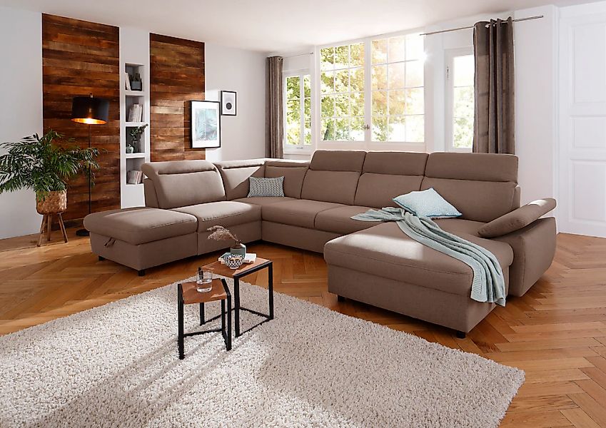 Home affaire Wohnlandschaft "Mauritius U-Form" mit Kopfteil- und Armlehnver günstig online kaufen