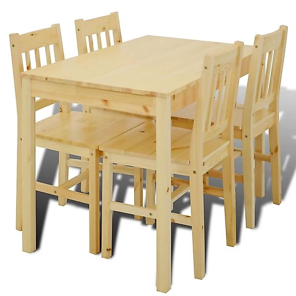 vidaXL Esstisch Holztisch mit 4 Holzstühlen Esszimmerset Essgruppe günstig online kaufen