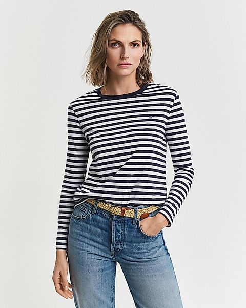 Gant Langarmshirt REGULAR STRIPED SHIELD Regular fit mit Rundhalsausschnitt günstig online kaufen