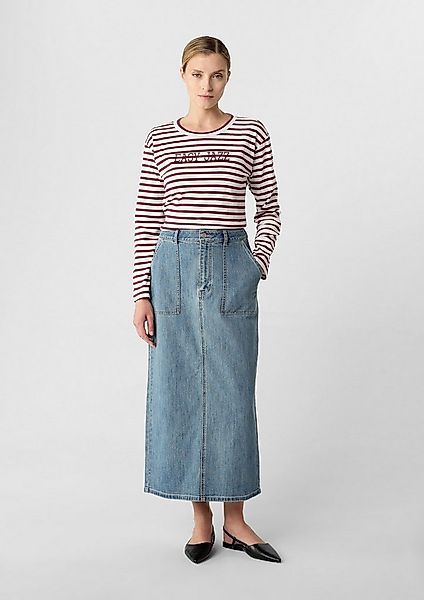 comma Midirock Rock Langer Denimrock mit Gehschlitz günstig online kaufen