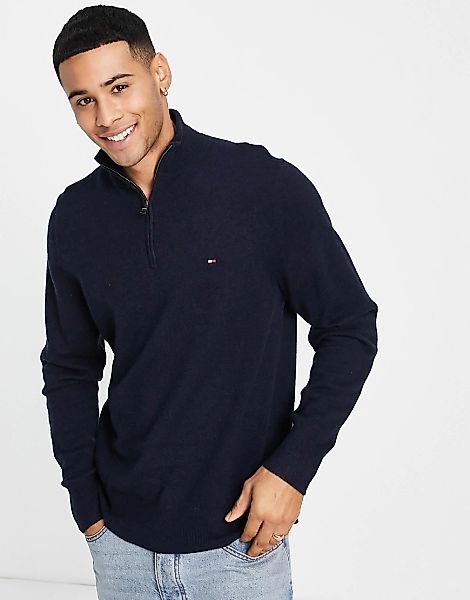 Tommy Hilfiger – Pullover in Marineblau aus extra feinem, weichem Wollstric günstig online kaufen