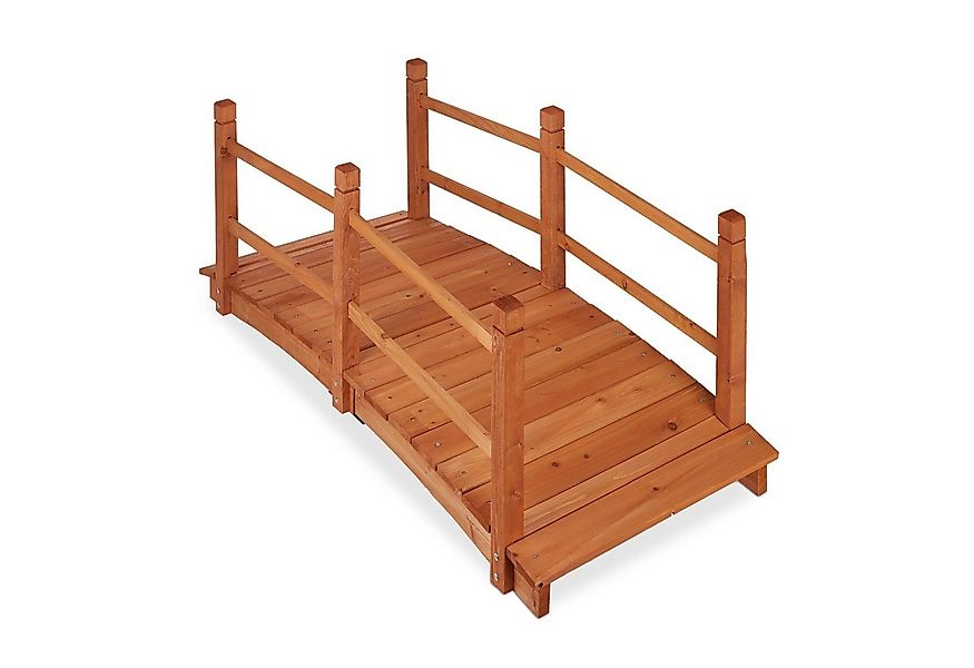 relaxdays Zierbrücke Holz Teichbrücke mit Geländer günstig online kaufen