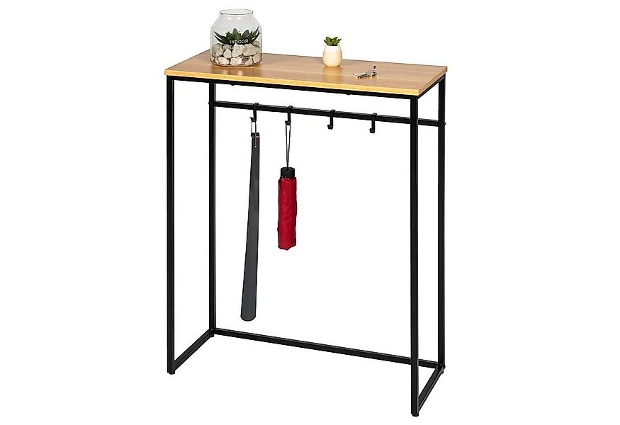 eluno Konsolentisch mit 1 Holzablage, 4 Haken, höhenverstellbare Füße günstig online kaufen
