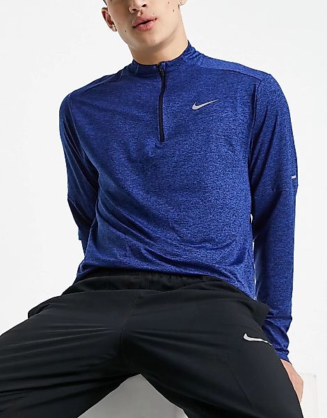 Nike Running – Element Dri-FIT – Langärmliges Oberteil in Blau mit kurzem R günstig online kaufen