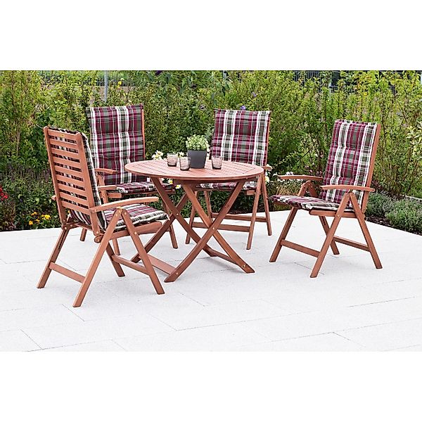 Merxx Borkum Set 9-tlg. 4 Klappsessel inkl. Auflagen Klapptisch 100 cm günstig online kaufen