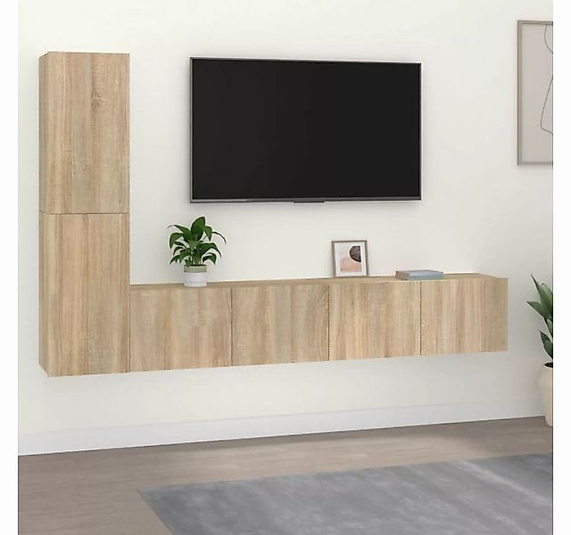 vidaXL TV-Schrank 4-tlg. TV-Schrank-Set Sonoma-Eiche Holzwerkstoff (4-St) günstig online kaufen