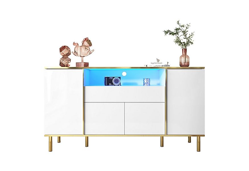 Merax Sideboard in Hochglanz mit LED- Beleuchtung (1 St), Kommode mit Schub günstig online kaufen