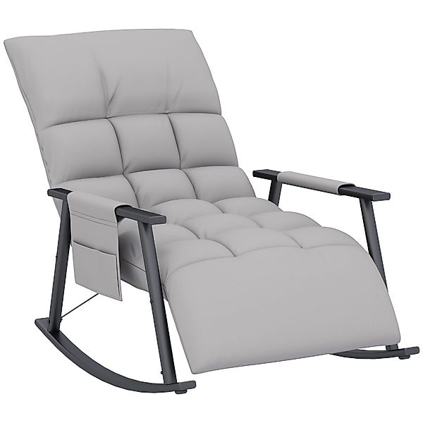 HOMCOM Schaukelstuhl Polyester Stahl Grau 60L x 134B x 70H cm günstig online kaufen