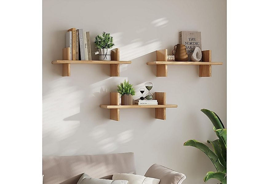 Holz Lichter Wandregal Wandregal 3er-Set Holz – Schweberegal, Wandboard bra günstig online kaufen