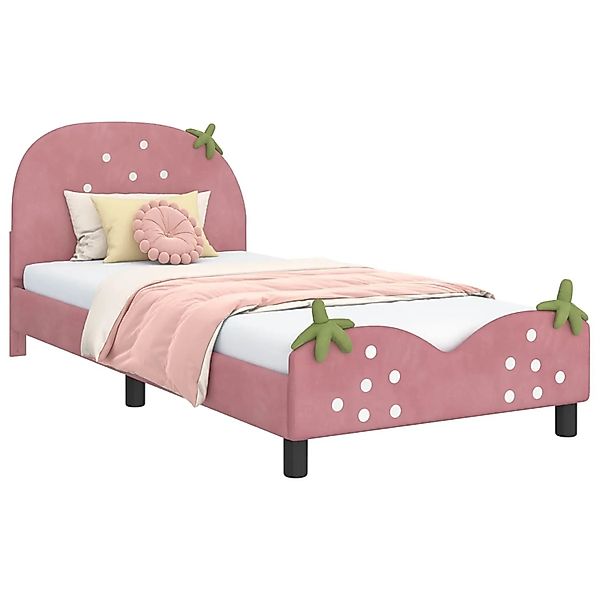 vidaXL Kinderbettgestell mit Kopfteil Rosa 90 x 190 cm Samt 42011077 günstig online kaufen