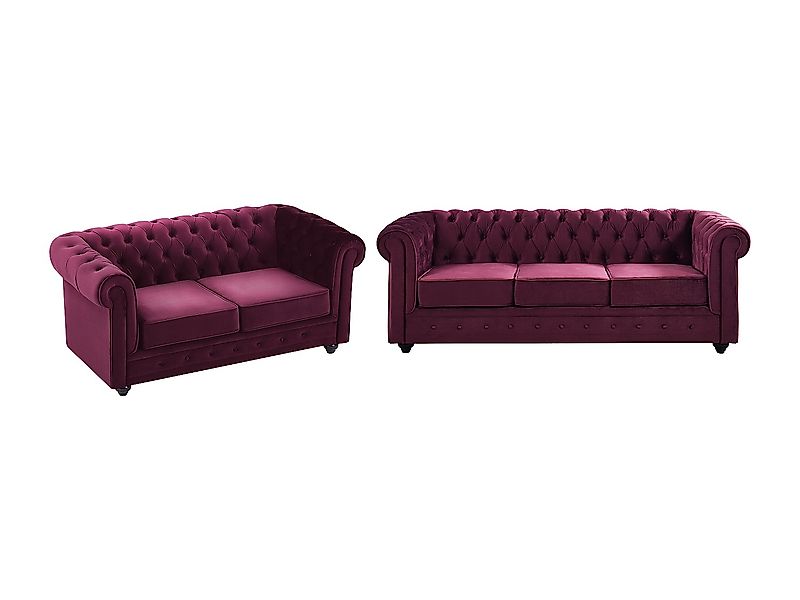 Sofas 3-Sitzer & 2-Sitzer - Samt - Purpur - CHESTERFIELD günstig online kaufen