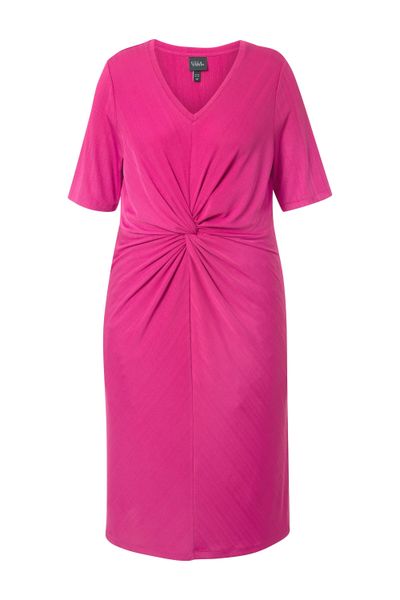 Ulla Popken Jerseykleid Jerseykleid drapiert V-Ausschnitt günstig online kaufen