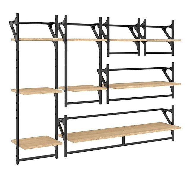 vidaXL Regal 6-tlg. Wandregal-Set mit Stangen Sonoma-Eiche Holzwerkstoff, 6 günstig online kaufen