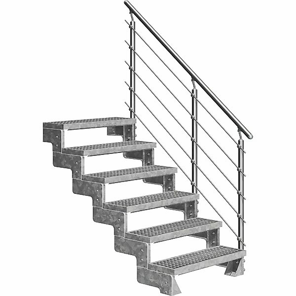 DOLLE Außentreppe Gardentop 6 Gitterroststufen 100 cm inkl. Geländer günstig online kaufen