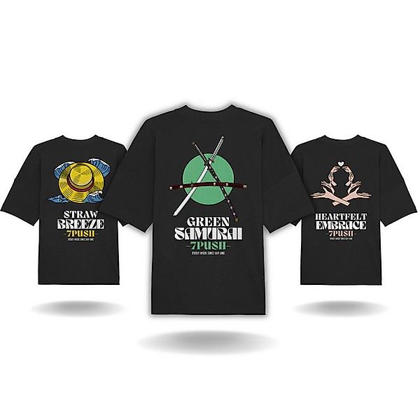 7Push T-Shirt Green Samurai Backprint - Organic Oversize T-Shirt (3-tlg) 10 günstig online kaufen