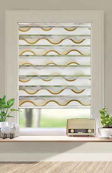 my home Doppelrollo "Welle" Lichtschutz Sichtschutz  Verdunkelung ohne Bohr günstig online kaufen