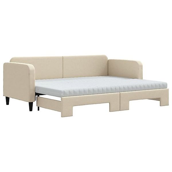 vidaXL Tagesbett Ausziehbar mit Matratzen Creme 80x200 cm Stoff1883320 günstig online kaufen