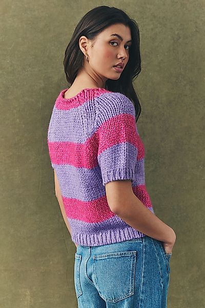 Next Strickpullover Gestreiftes kurzärmeliges Stricktop (1-tlg) günstig online kaufen
