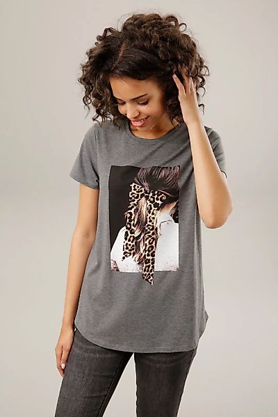 Aniston CASUAL T-Shirt, mit Glitzer verziertem Frontdruck günstig online kaufen