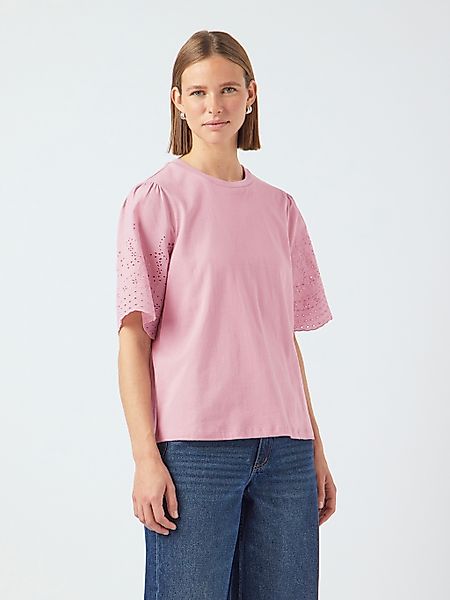 Y.A.S Kurzarmshirt "YASLEX SS TOP W. EMB SLEEVES S. NOOS" mit Lochstickerei günstig online kaufen