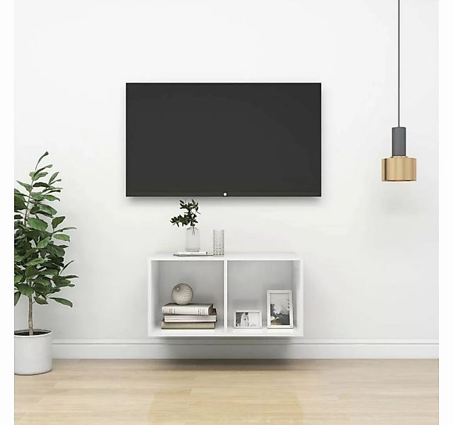 furnicato TV-Schrank TV-Wandschrank Hochglanz-Weiß 37x37x72 cm Holzwerkstof günstig online kaufen