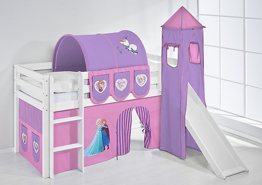 Lilokids Kinderbett Hochbett JELLE mit Vorhang & Turm Frozen Anna & Elsa Ei günstig online kaufen