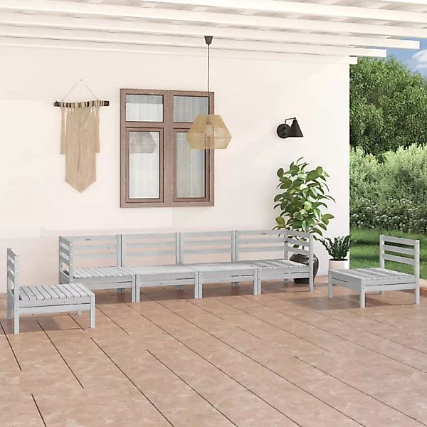 6-tlg. Garten-lounge-set Weiß Kiefer Massivholz günstig online kaufen