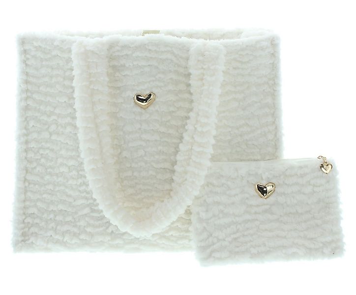 Dekoleidenschaft Handtasche "Kuschelweich" Tasche + Kosmetiktasche in offwh günstig online kaufen