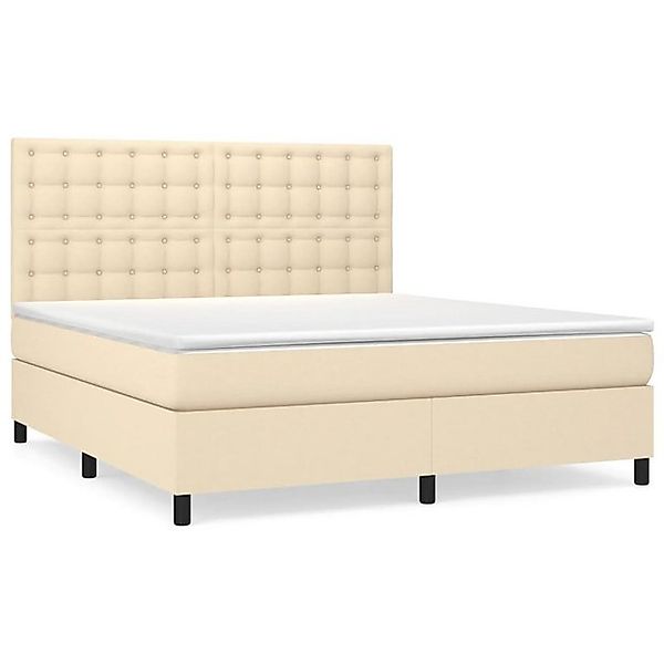 vidaXL Boxspringbett, Boxbett mit Matratze Creme 160x200 cm Stoff günstig online kaufen