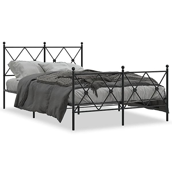 vidaXL Bettgestell mit Kopf- und Fußteil Metall Schwarz 120x190 cm 376517 günstig online kaufen