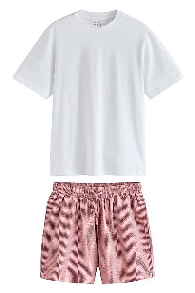 Next Pyjama Gestreifter Seersucker-Schlafanzug mit T-Shirt (2 tlg) günstig online kaufen