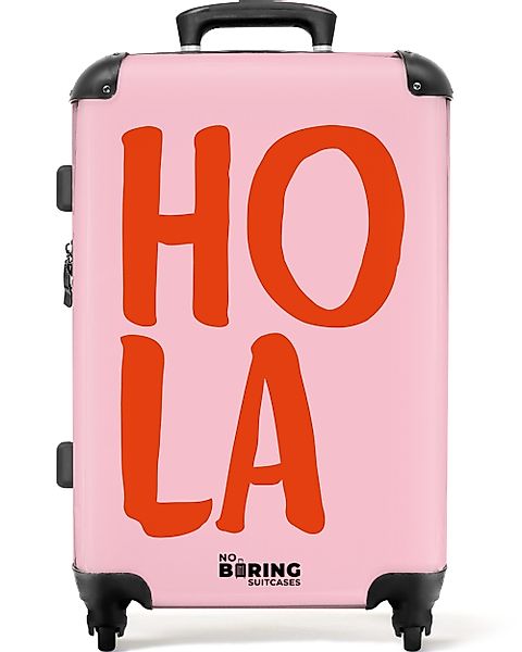 NoBoringSuitcases.com© Hartschalen-Trolley Rosa mit rotem Spruch günstig online kaufen
