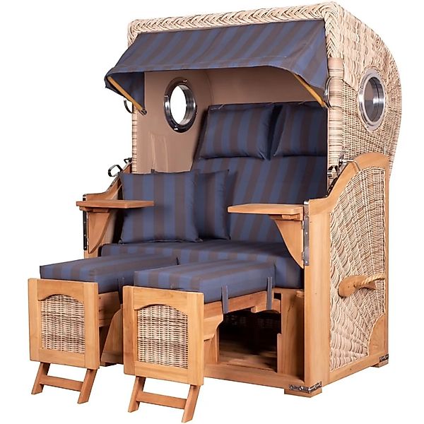 bene,iving Strandkorb Komplettset Ammersee Teak Bullauge PE Shell Modell 58 günstig online kaufen