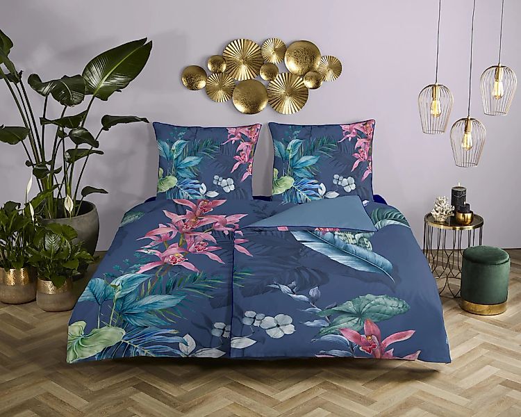 Descanso Wendebettwäsche "Maee" 2 Stk. Satin, Reißverschluss, Paspel, Biese günstig online kaufen