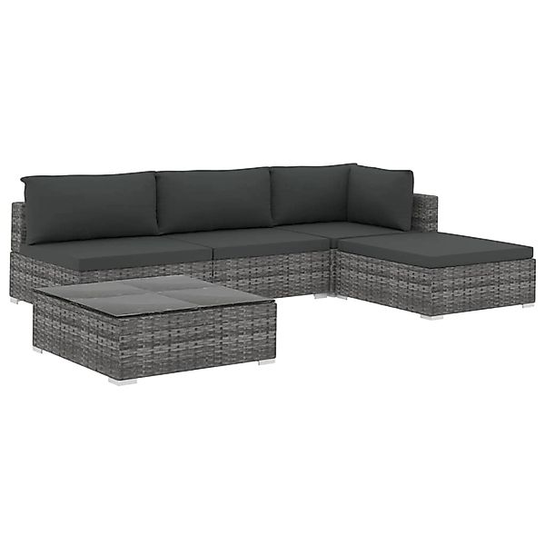 vidaXL 5-Tlg Garten-Lounge-Set mit Kissen Poly Rattan Grau 48286 günstig online kaufen
