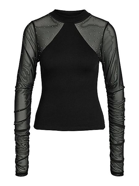 Noisy may Shirttop Mesh-Oberteil Strass Rundhalsausschnitt Slim 8088 in Sch günstig online kaufen