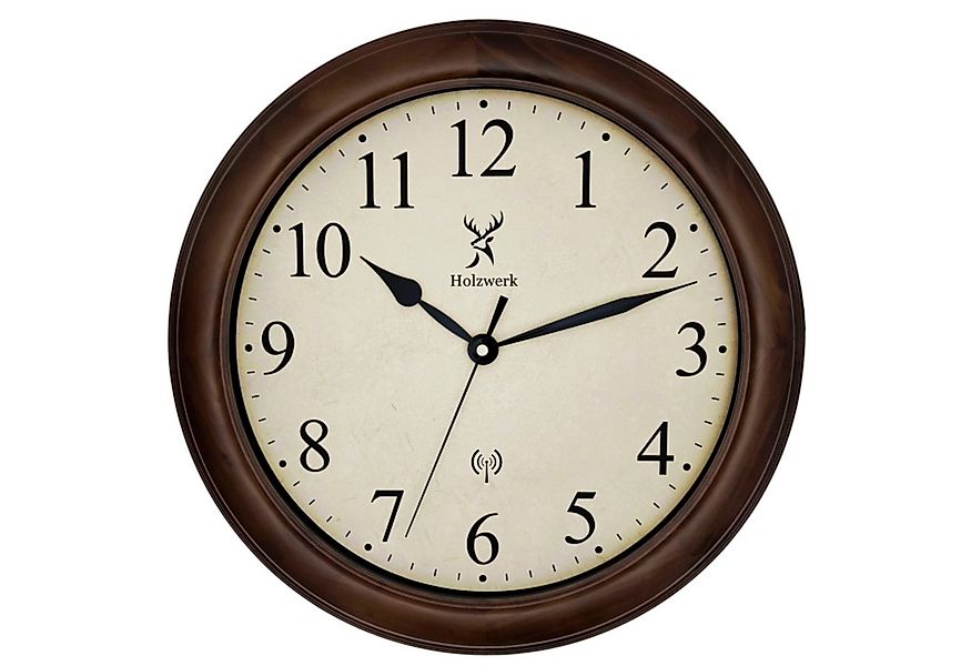 Holzwerk Funkwanduhr Vintage Retro Designer Funk Wanduhr (Nahezu lautloses günstig online kaufen
