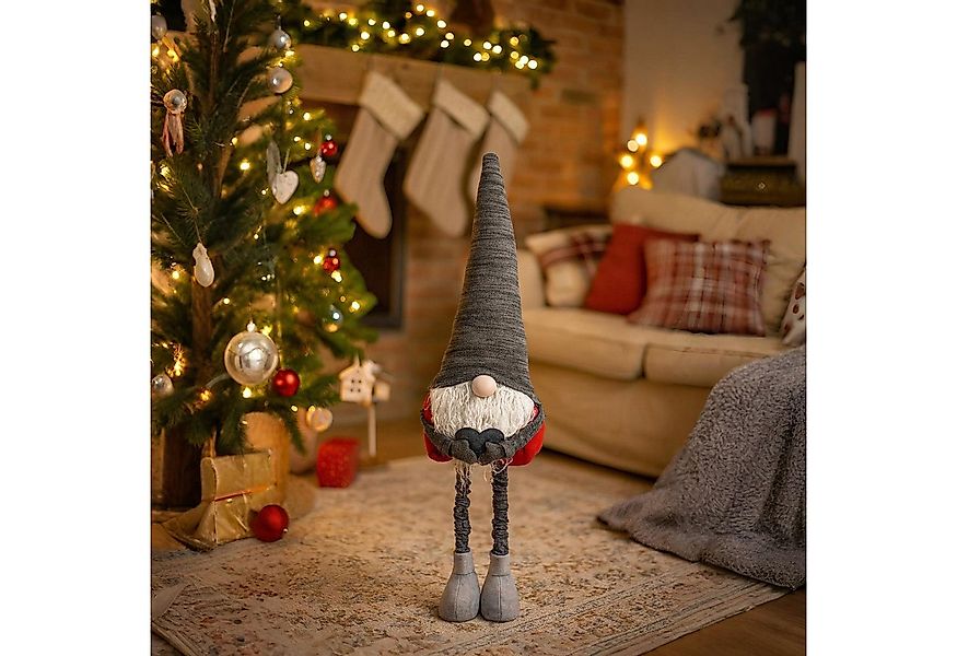 BURI Dekofigur Deko-Wichtel mit Mütze und Teleskopbeinen 84cm Weihnachtswic günstig online kaufen