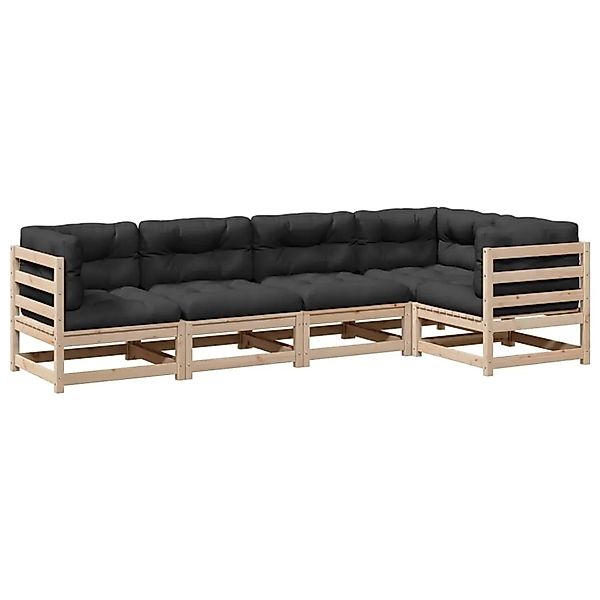 vidaXL 5-Tlg Garten-Sofagarnitur mit Kissen Massivholz Kiefer 3299434 günstig online kaufen