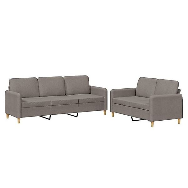 vidaXL Sofa 2-tlg. Sofagarnitur mit Kissen Taupe Stoff günstig online kaufen