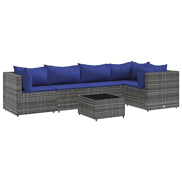 vidaXL 6-tlg Garten-Lounge-Set mit Kissen Grau Poly Rattan Modell 69 günstig online kaufen